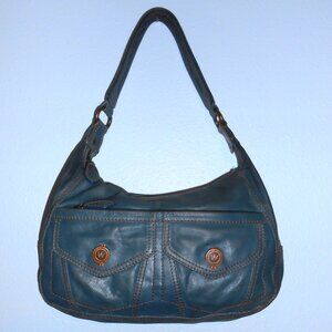Wilsons Leather Denim Blue Distressed Leather Hobo Shoulder Purse